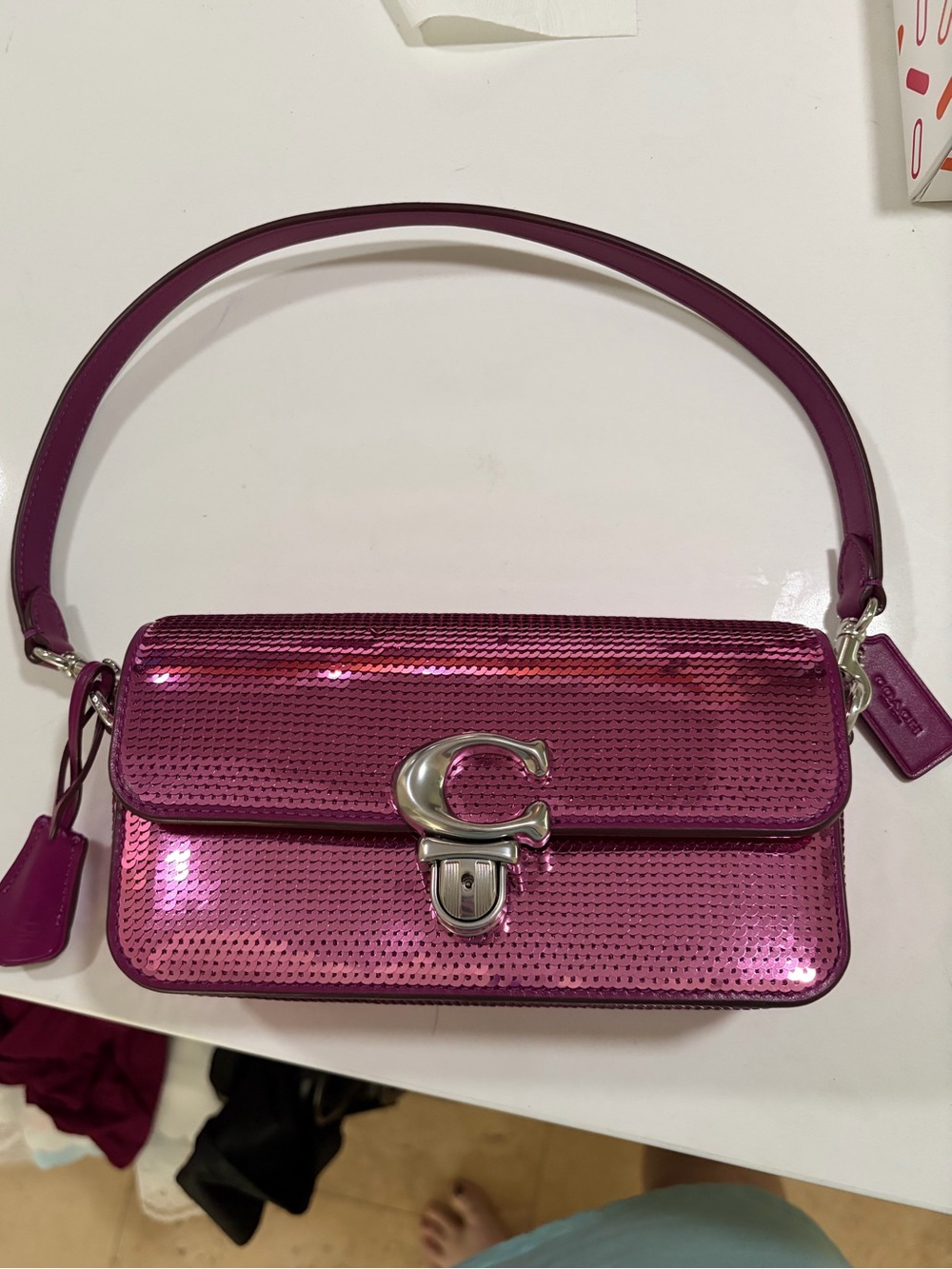 🌸 Coach Studio Bag 20 With Sequins – Dark Magenta (CM428) 🌸
